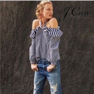J.Crew Off the Shoulder Ruffle Top Blouse Size 0